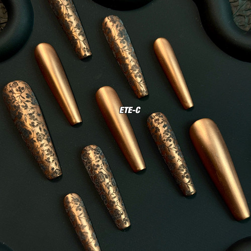 C+金枝玉叶 亚文化新款高级欧美小众超长重工美甲穿戴甲金属手工