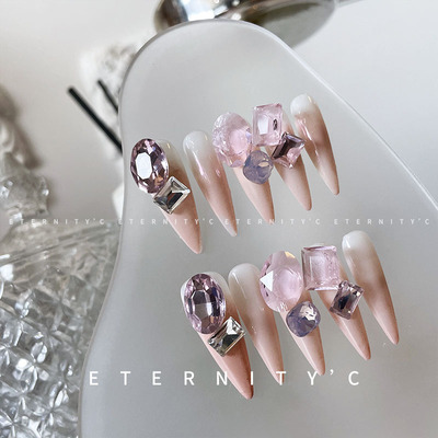 C+爱丽丝梦境重工新款高级绝美轻奢中长款千金美甲穿戴甲手工指甲