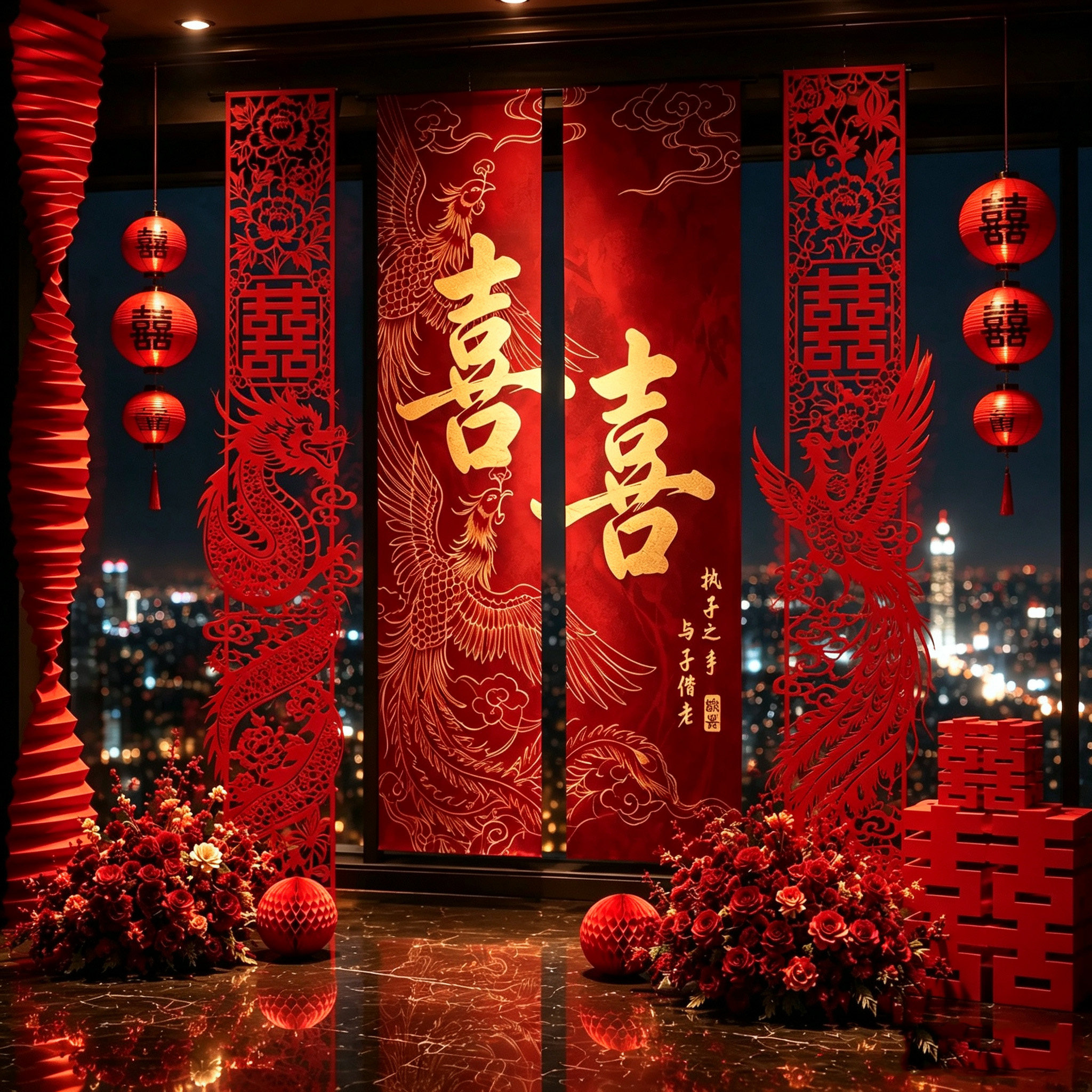 结婚客厅布置简单大气婚礼订婚背景墙布置婚房装饰酒店男挂布条幅图片