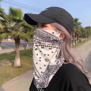 2026防晒面罩男女冰丝挂耳护颈围脖夏天遮阳脸罩腰果花骑行面巾潮