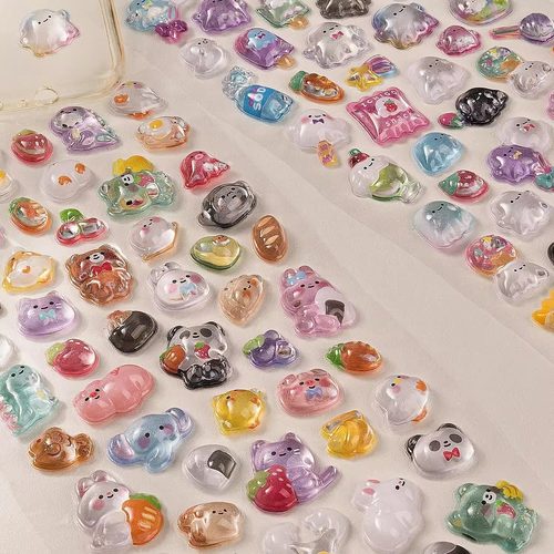 3D立体浮雕贴纸女孩儿童可爱卡通动物贴画高颜值装饰水晶滴胶防水