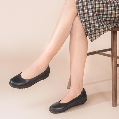 厦航空姐空乘同款真皮鞋3515飞行员工作通勤鞋上班软底防滑平跟