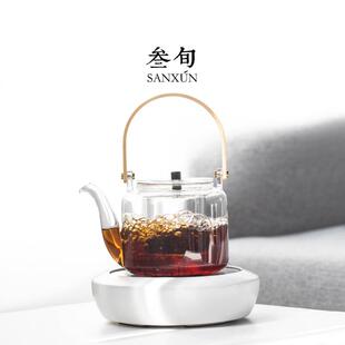 岩房电陶炉煮茶器蒸煮两用玻璃壶烧水壶家用小型保温煮茶壶 叁旬