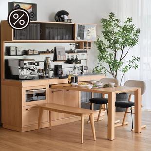 壹佰木大黄蜂餐边柜餐桌一体实木不锈钢橱柜小户型高柜靠墙储物柜