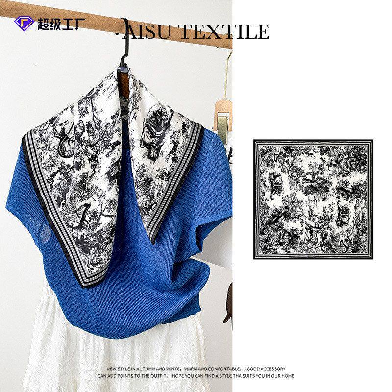 定制logo英伦风丝巾真丝森系桑蚕丝印花53cm方巾领巾围巾礼盒装