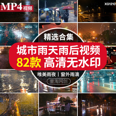 下雨天城市夜晚街景孤独情感唯美路上行人雨后玻璃雨滴短视频素材