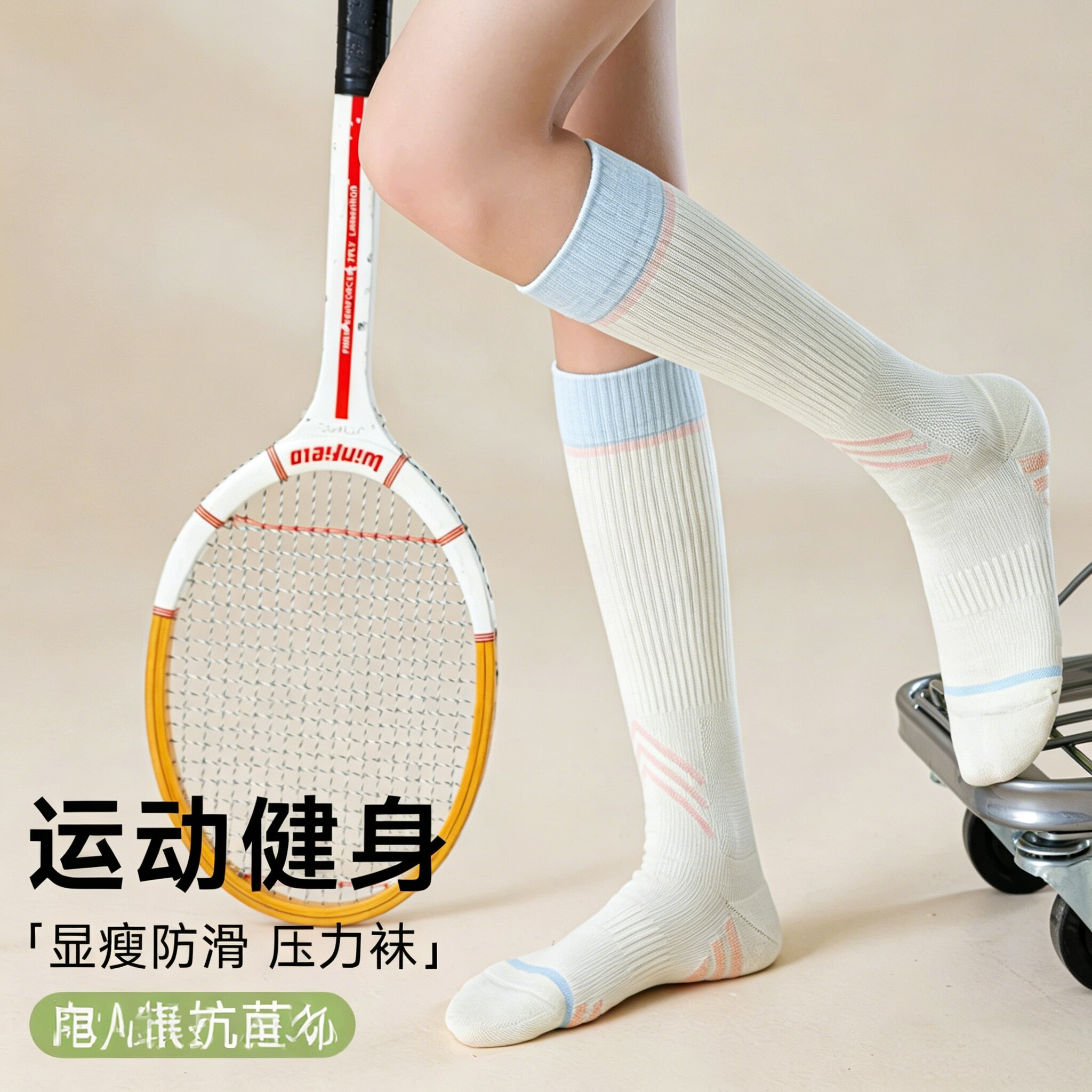 专业运动压缩瘦腿长筒袜瑜伽袜