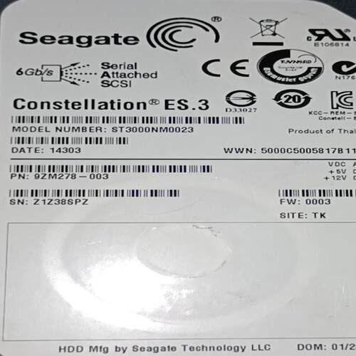 希捷3TB硬盘SAS ST3000NM0023 ST3300
