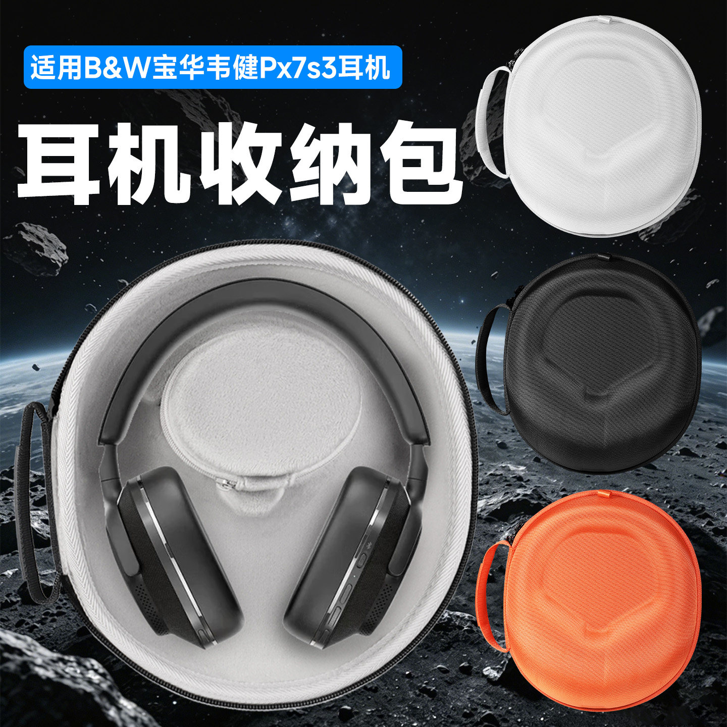 适用Bowers&Wilkins宝华韦健耳机收纳包头戴式PX7S3三代收纳盒px7s2e耳机包抗压px7 px5 px7s3防震保护袋便携