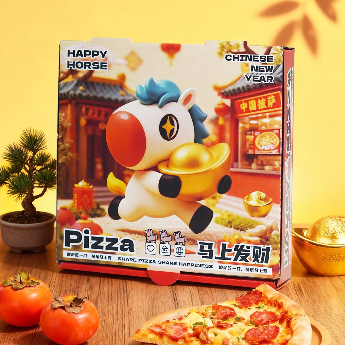 2026马年彩印卡通商用一次性比萨盒铝箔加厚瓦楞打包烘焙包装餐盒,厨房/烹饪用具,点心包装盒/包装袋,淘宝优惠券,粉丝福利购,淘宝优惠卷