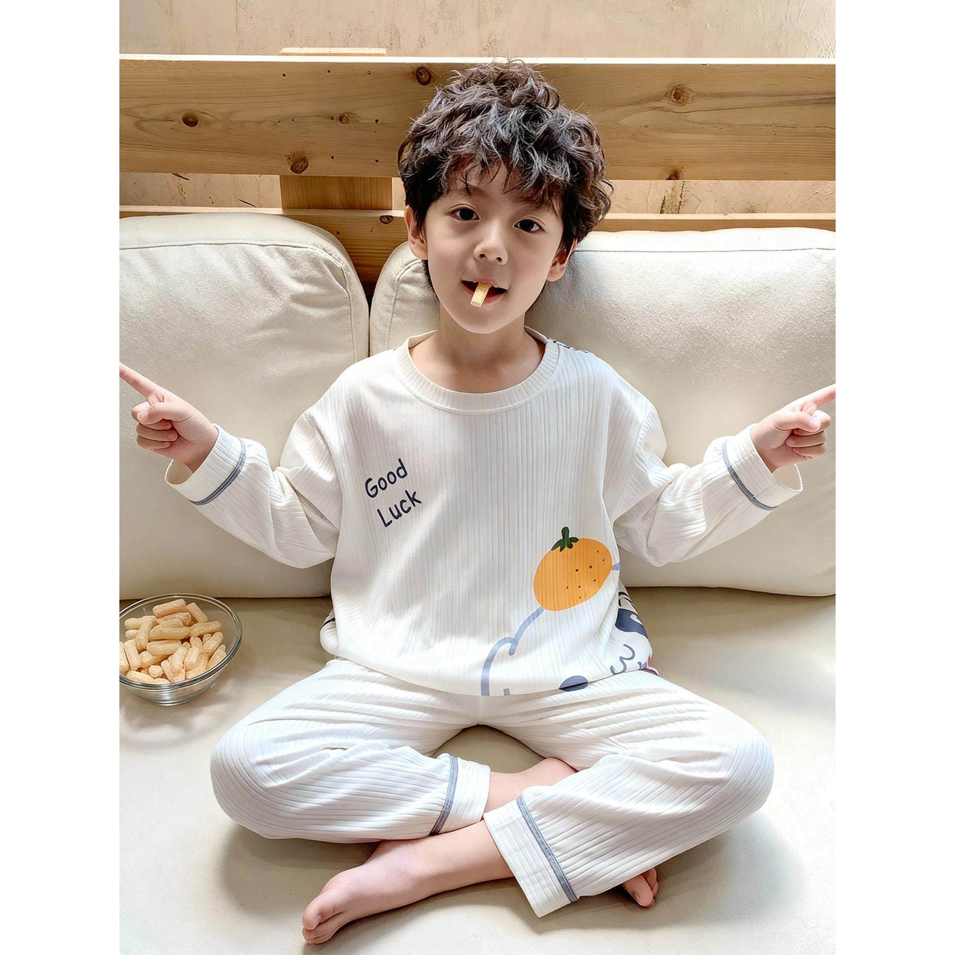 男童睡衣纯棉帅气长袖长裤卡通春秋季新款中大童可外穿家居服套装