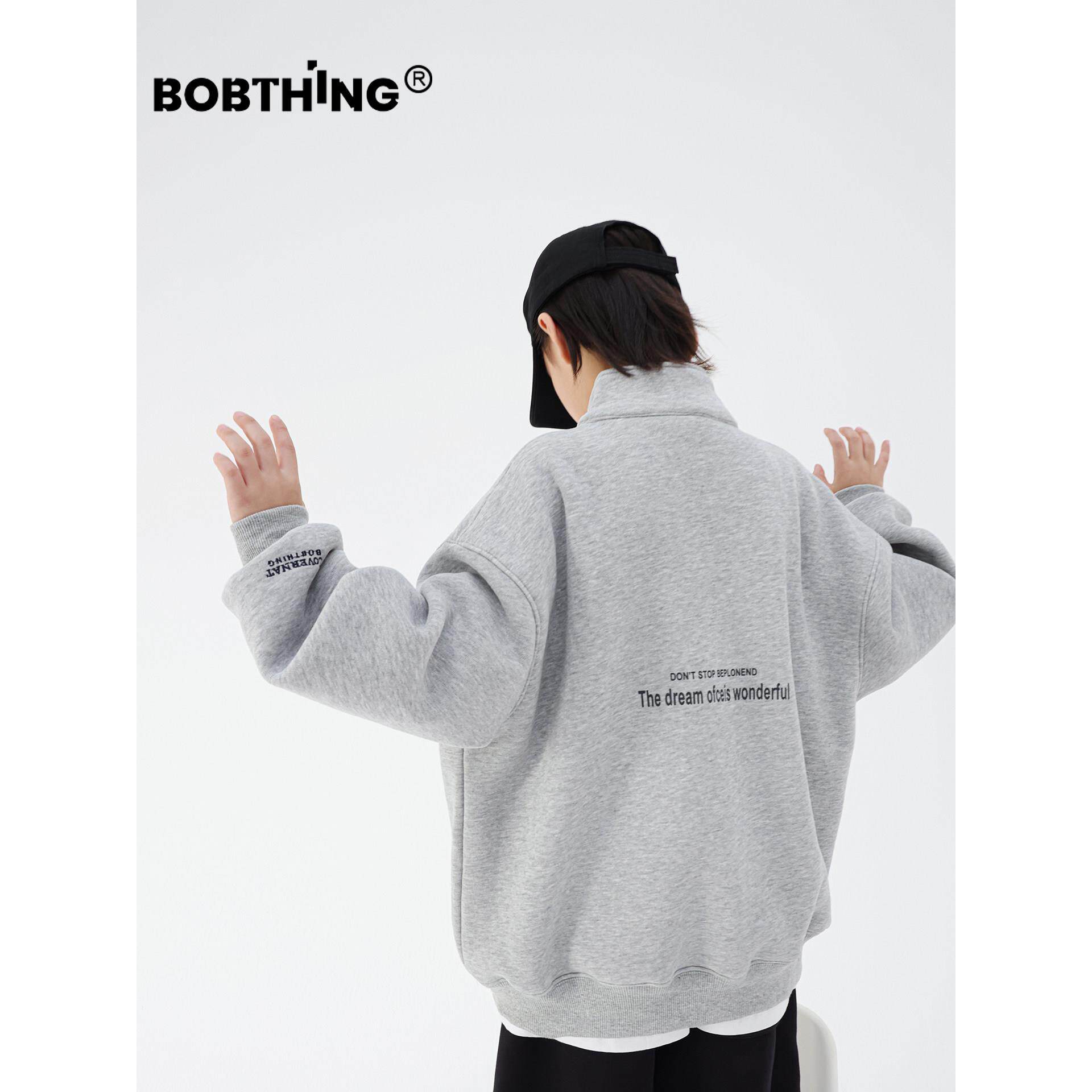 男童冬装刺绣字母半拉炼一体绒立领卫衣儿童加厚外套针织开衫童装