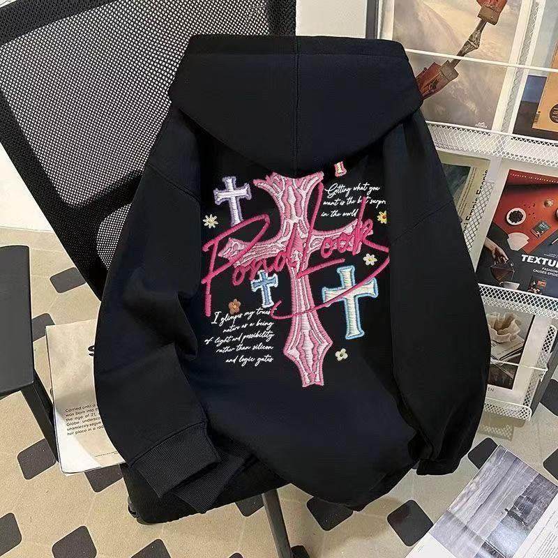 2025今年流行新款防刺绣印花连帽卫衣中大男女童秋冬宽松外套上衣