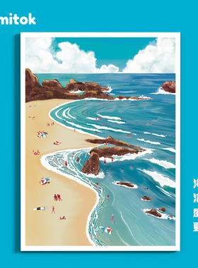 Comitok海滨盛夏拼图1000片成人蓝卡纸质艺术玩具高难度解压潮玩