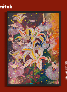 Comitok财运花舞拼图1000片成人蓝卡纸质烫金潮玩艺术玩具分区