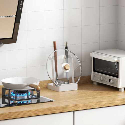 坐式厨房台面锅盖架带接水盘家用放锅盖砧板收纳架锅铲汤勺置物架