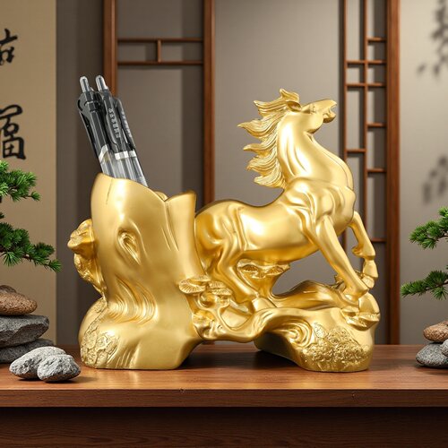 工厂直销马到成功笔筒摆件书桌装饰品老板办公室创意办公桌工艺品