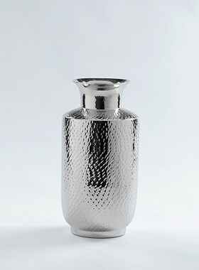 新中式陶瓷花瓶插花摆件创意现代客厅酒柜玄关电镀花器家居装饰品