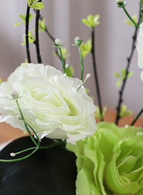 花玫瑰花艺套装摆件简约家居客厅电视柜创意装饰假花绢花摆云