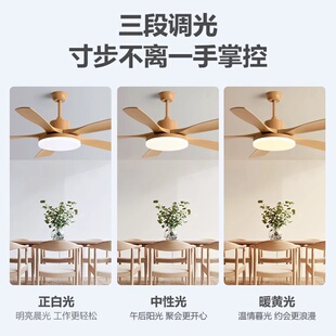 56寸北欧大气变频吊顶一体风扇吊灯复古家用餐厅客厅风扇灯吊扇灯