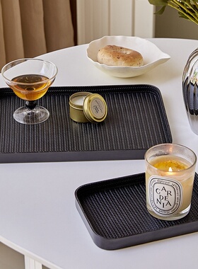 现代简约样板间皮革托盘摆件软装饰品家居客厅茶几水杯收纳盘