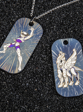 Meteor圣斗士星矢吊坠 天马座 钛合金挂牌 马年 手工烧制 雕刻