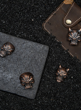 Meteor紫铜款夜叉·Yaksa骷髅背夹EDC折刀手工配件手电筒帽子户外