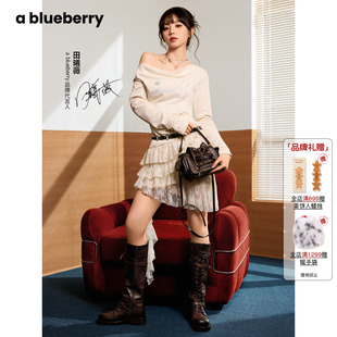 裙子设计感甜辣短裙 蕾丝连衣裙女长袖 田曦薇同款 ablueberry