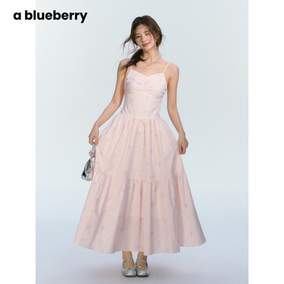 ablueberry甜美碎花吊带长裙女夏