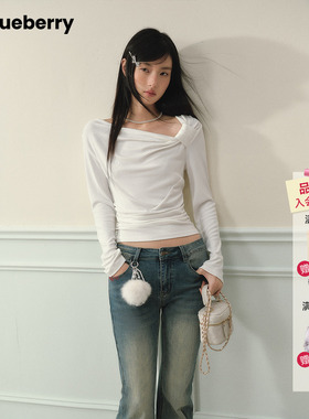 杜雨宸同款ablueberry 蝴蝶结长袖T恤26春千金风纯欲掐腰上衣修身