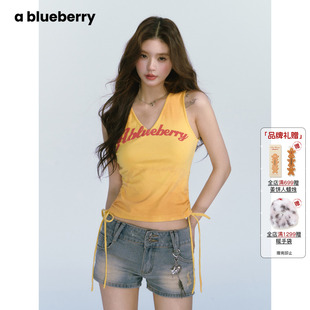 Let 修身 印花黄色背心上衣无袖 辣妹t恤女 dance ablueberry