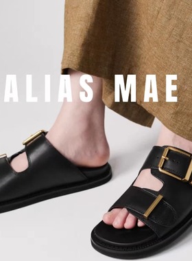 ALIAS MAE塔扣· 设计师进口牛皮露趾时髦通勤女春夏一字拖凉鞋