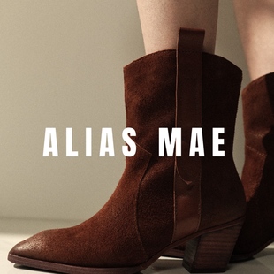 意大利胎牛皮方头女西部短靴 2025新款 ALIAS MAE