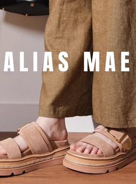 ALIAS MAE意大利进口麂皮绒时髦塔扣厚底女夏外穿拖鞋凉鞋通勤