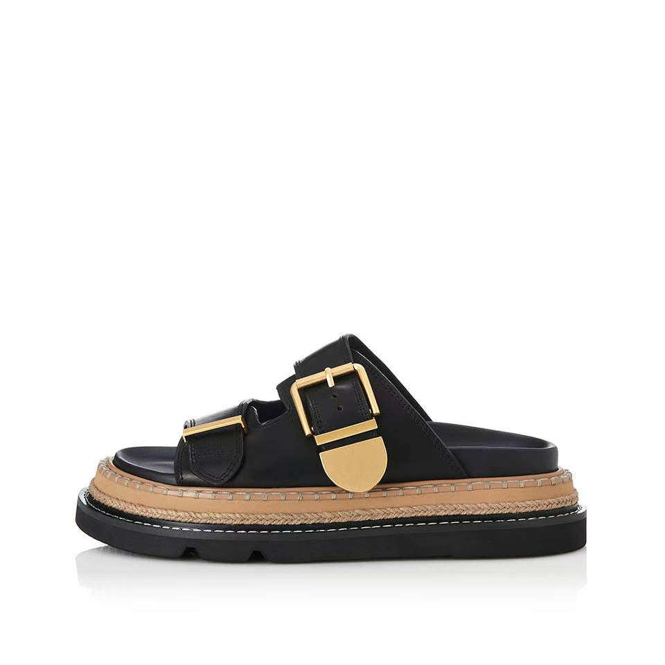 ALIASMAE 2025春夏新款厚底增高搭扣拖鞋头层牛皮女外穿