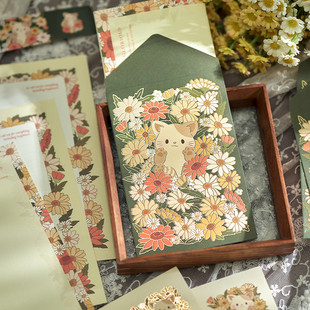 玫瑰花园烫金信封信纸套装ins清新复古小众花束手写告白情书信笺此间浪漫系列