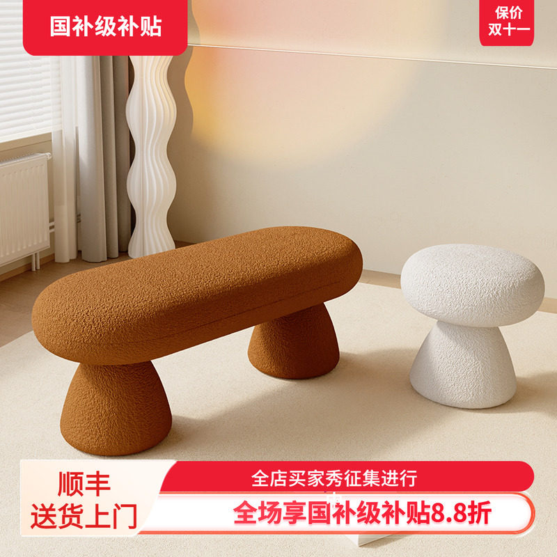轻奢服装店网红长条凳换鞋凳家用卧室欧式床尾凳可坐客厅矮板凳木