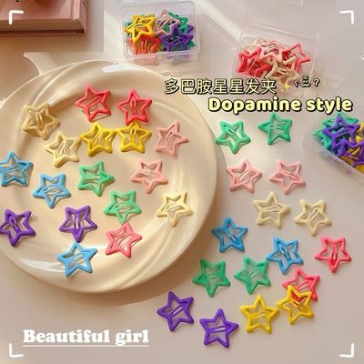 y2k夏日多巴胺配饰甜美彩色五角星星小发夹子女刘海侧边碎发卡子