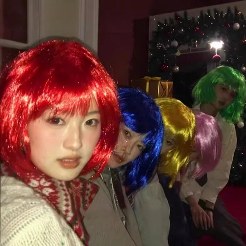 多巴胺彩色波波假发节日拍摄道具鬼马派对氛围魔法假发套CSO拍照