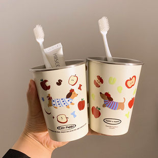 ins可爱腊肠狗漱口杯304不锈钢洗漱杯简约家用情侣高颜值牙刷杯子