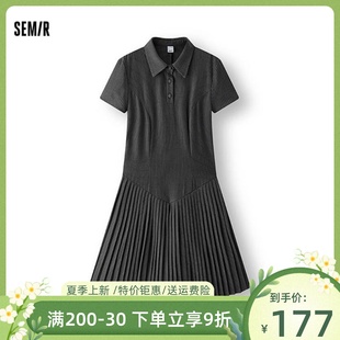 森馬2025夏季 連衣裙氣質(zhì)收腰拼接百褶裙子108325114004 短袖 新款
