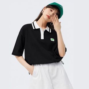 【商场同款】森马潮流ins风女T恤短款Polo衫慵懒风101323115003