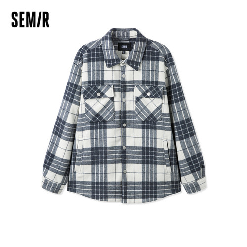 [商场同款]森马毛呢男冬季新款经典格纹时尚上衣通勤休闲外套