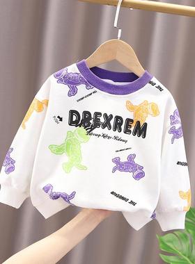 男孩圆领卡通运动衫儿童韩式长袖t恤2025春秋季新款儿童底裤衬衫