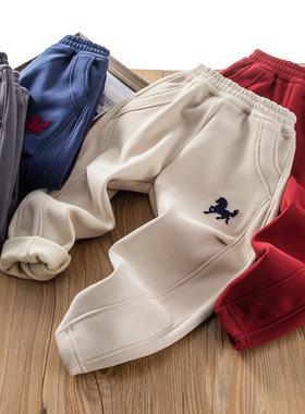 儿童2025冬季男童女童牙刷绣弯刀裤中大童百搭舒适休闲卫裤长裤