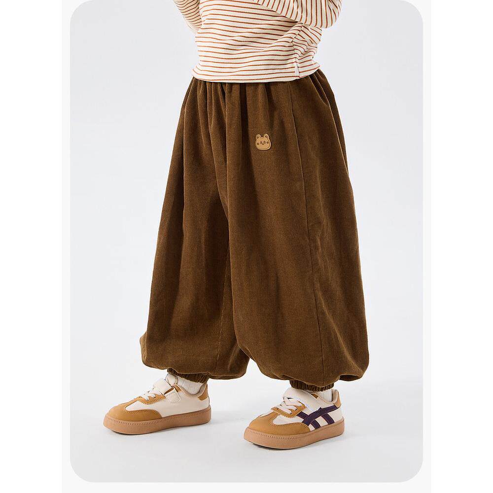 [100%纯棉]儿童阔腿裤冬季男童裤子加绒女童长裤宝宝休闲裤冬装新