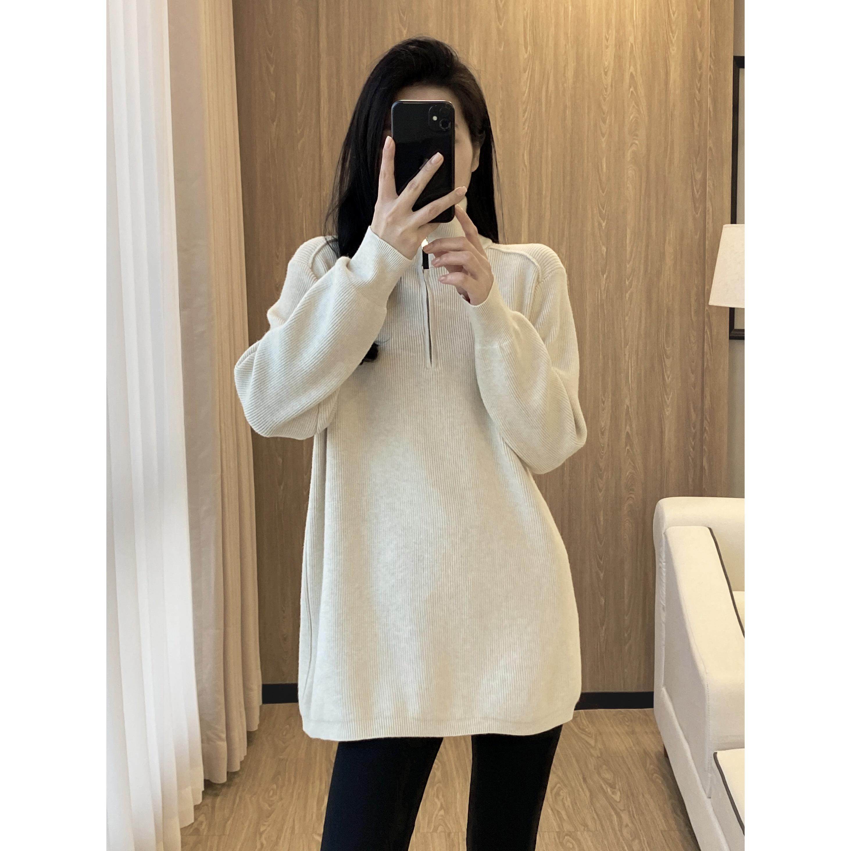 秋冬针织卫衣外套女大码宽松遮胯休闲搭配鲨鱼裤中长款毛衣打底衫