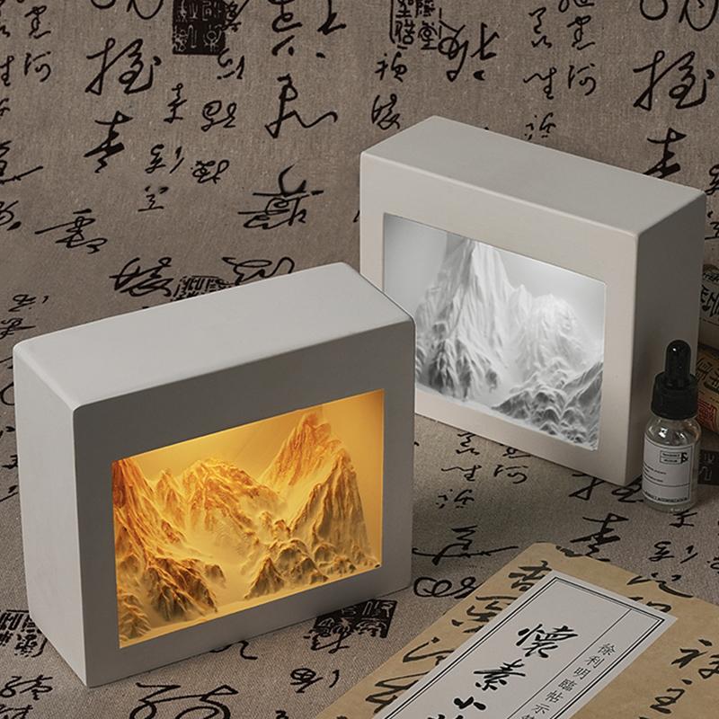 日照金山香薰礼盒扩香石摆件生日礼物送朋友女生氛围感实用小夜灯