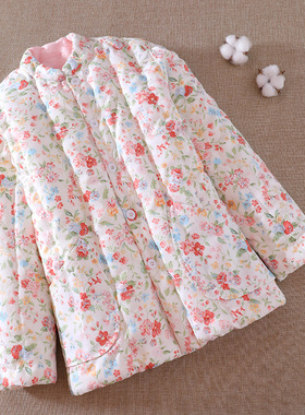 纯棉花手工棉袄女加厚保暖居家外穿宽松碎花外出棉衣冬季女装棉服