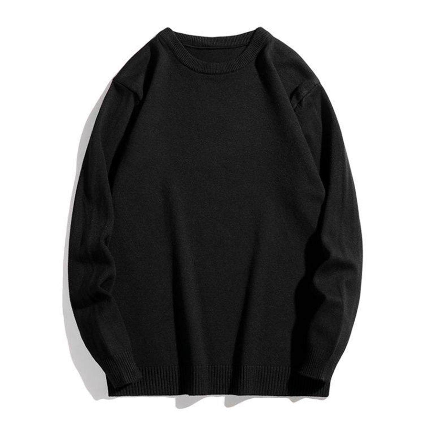 纯色圆领毛衣男2025秋冬季宽松简约百搭保暖打底半高领针织衫线衣